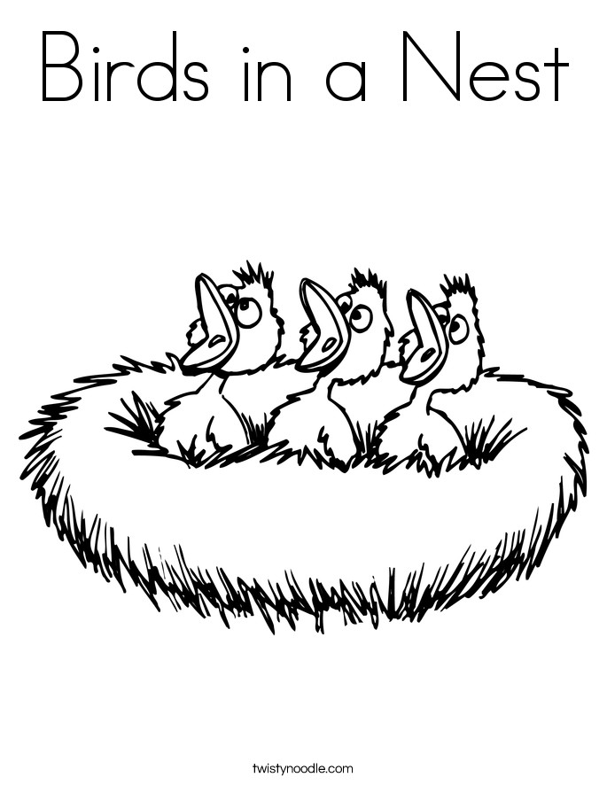 Nest Coloring Pages
 Birds in a Nest Coloring Page Twisty Noodle