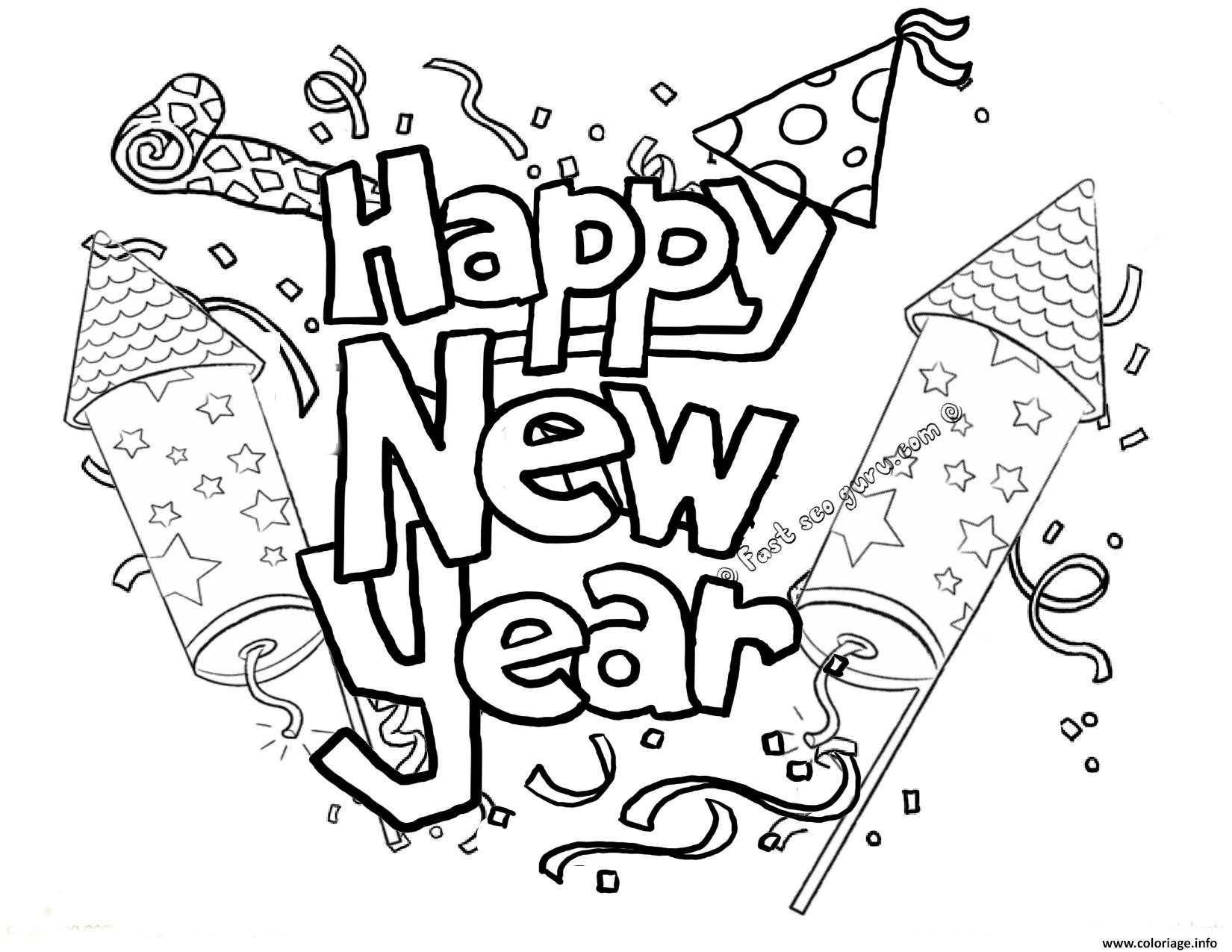 New Year Coloring Pages Free Printables
 Coloriage Happy New Year Printable 2 dessin