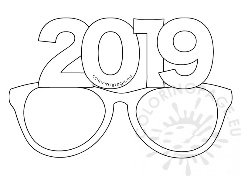 New Years Coloring Pages 2019
 Printable Paper party glasses 2019