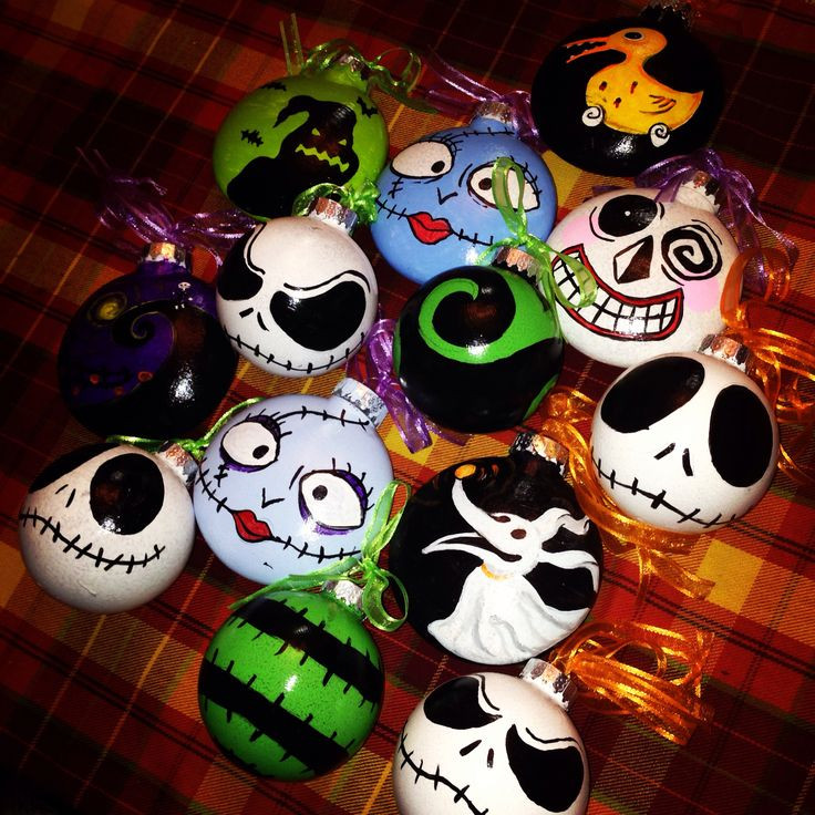 Nightmare Before Christmas Ornaments DIY
 Hand painted nightmare before christmas tree ornaments