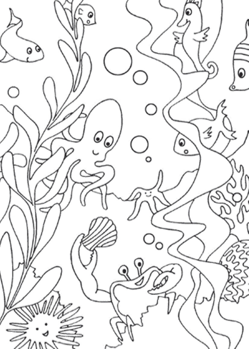 Ocean Coloring Book
 Sea Animals Coloring Pages Printable The Art Jinni