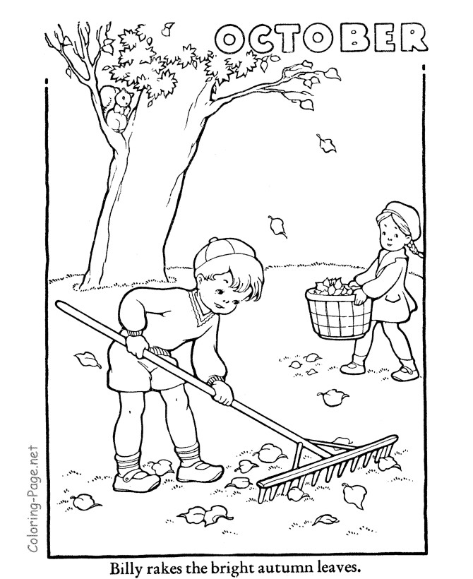 October Coloring Pages For Kids
 Autumn Coloring Book Page October coloring
