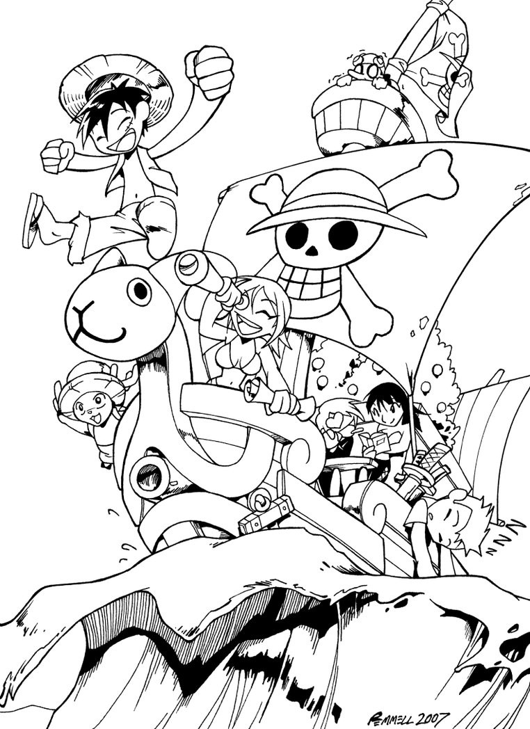 One Piece Coloring Pages
 e Piece Chibi bw by FoxxFireArt on DeviantArt