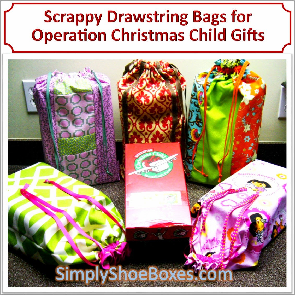 Best ideas about Operation Christmas Child Gift Ideas
. Save or Pin Simply Shoeboxes Scrappy Drawstring Tote Bags for Now.