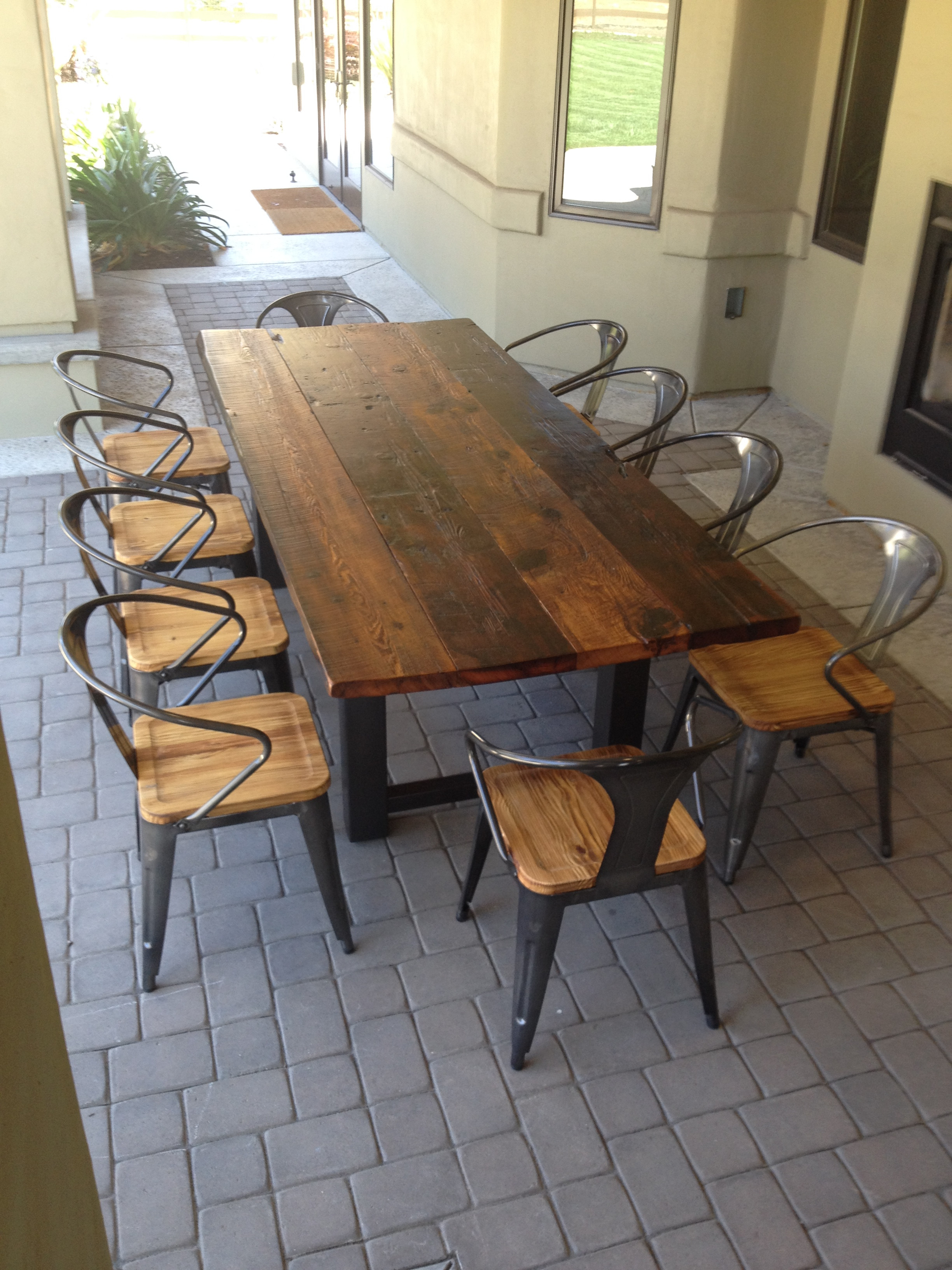 Best ideas about Outdoor Dining Table
. Save or Pin wood and steel table Now.