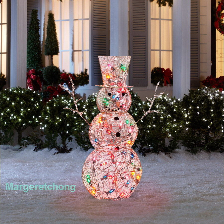 Best ideas about Outdoor Lighted Christmas Decorations
. Save or Pin Gemmy 4 Ft Multicolor Lighted Frosted Vine Snowman Outdoor Now.