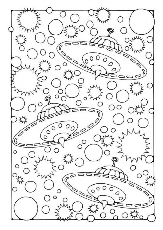 Outer Space Coloring Pages For Adults
 Coloring page UFO Outer Space theme