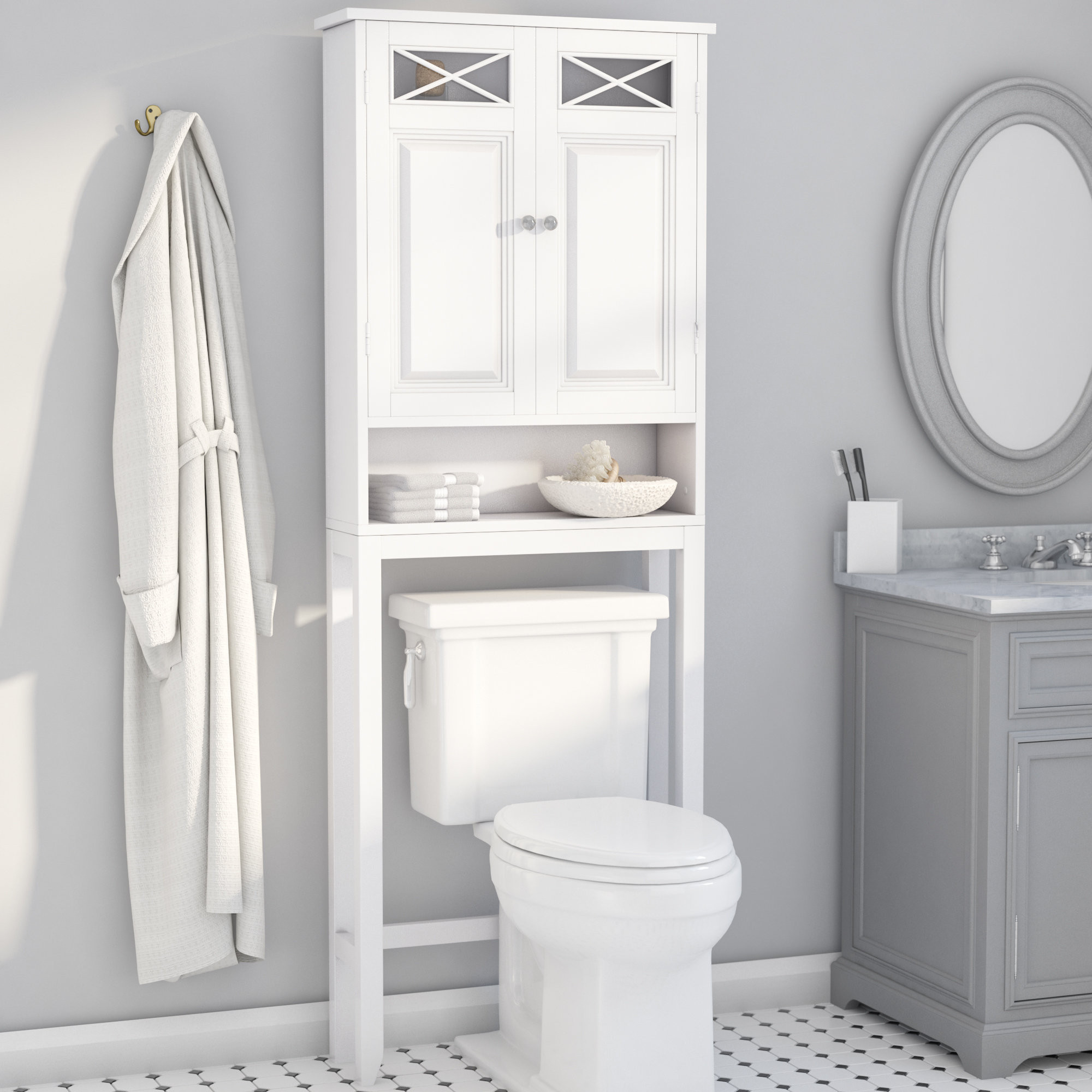 Best ideas about Over The Toilet Cabinet
. Save or Pin Darby Home Co Coddington 25" W x 68" H Over The Toilet Now.