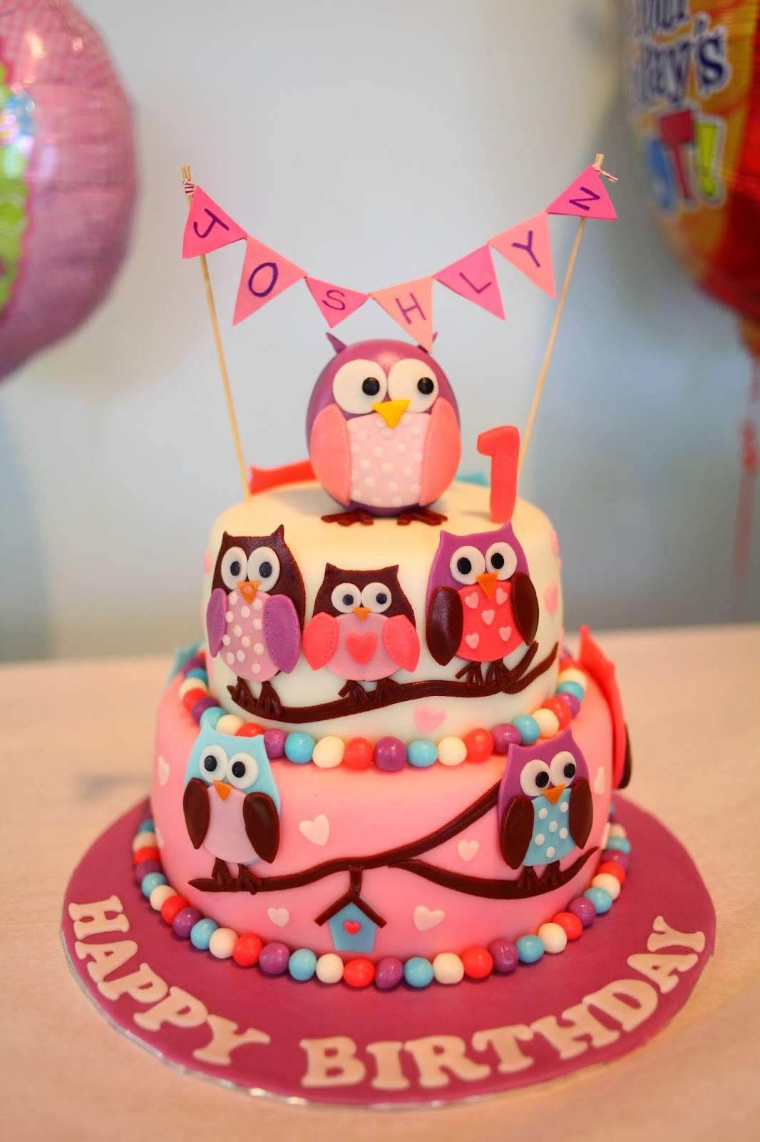 Owl Birthday Cake
 Pink Owl Birthday Cake Sherbakes