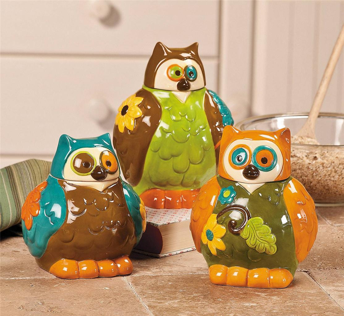 Best ideas about Owl Kitchen Decor
. Save or Pin Owl Canisters Jars Kitchen Decor Set of 3 NEW Now.