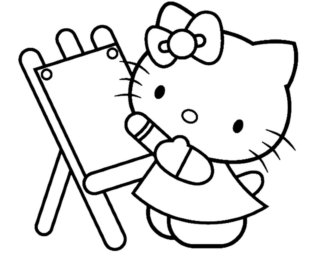 Paint Coloring Pages
 hello kitty painting beautiful coloring page