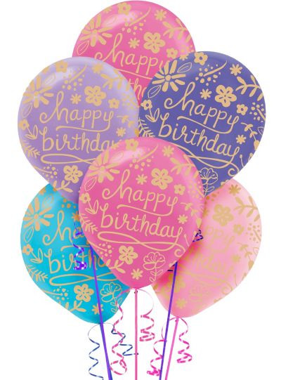 Party City Happy Birthday Balloons
 Floral Birthday Balloons 20ct