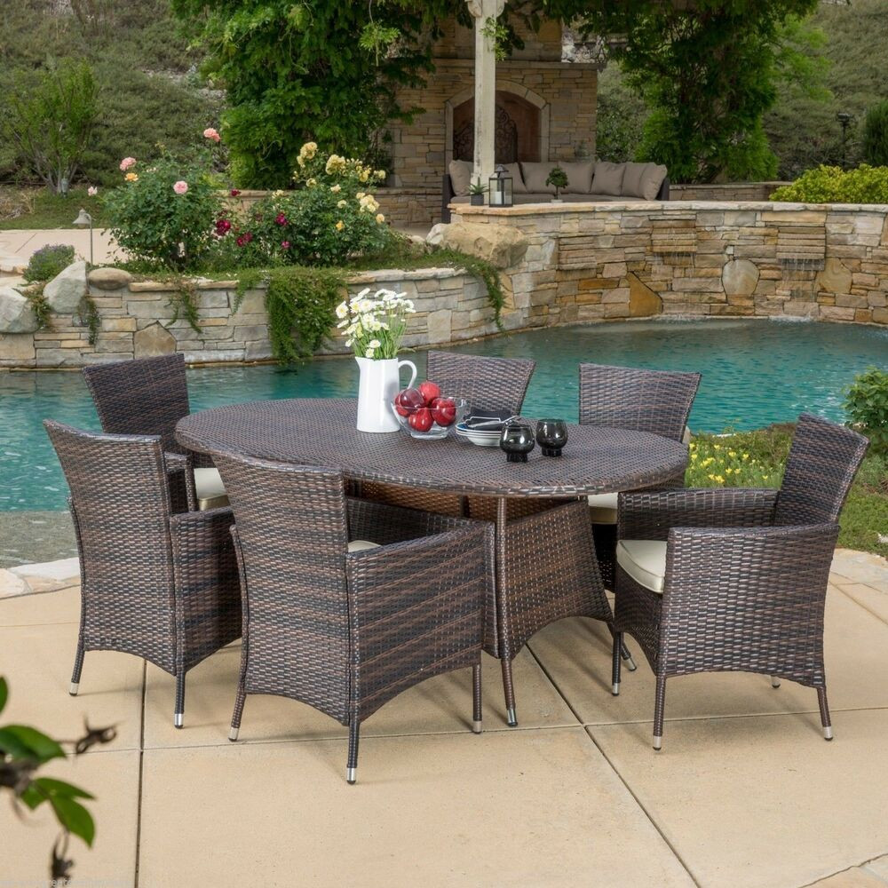 Best ideas about Patio Furniture Set
. Save or Pin Outdoor Patio Furniture 7pcs Brown Wicker Dining Set w Now.