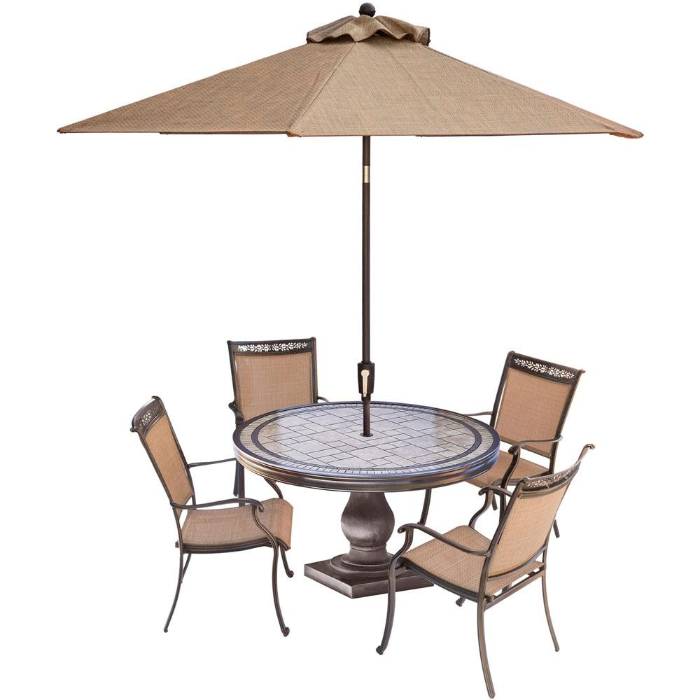 Best ideas about Patio Table With Umbrella
. Save or Pin Hanover Fontana 5 Piece Aluminum Round Outdoor Dining Set Now.