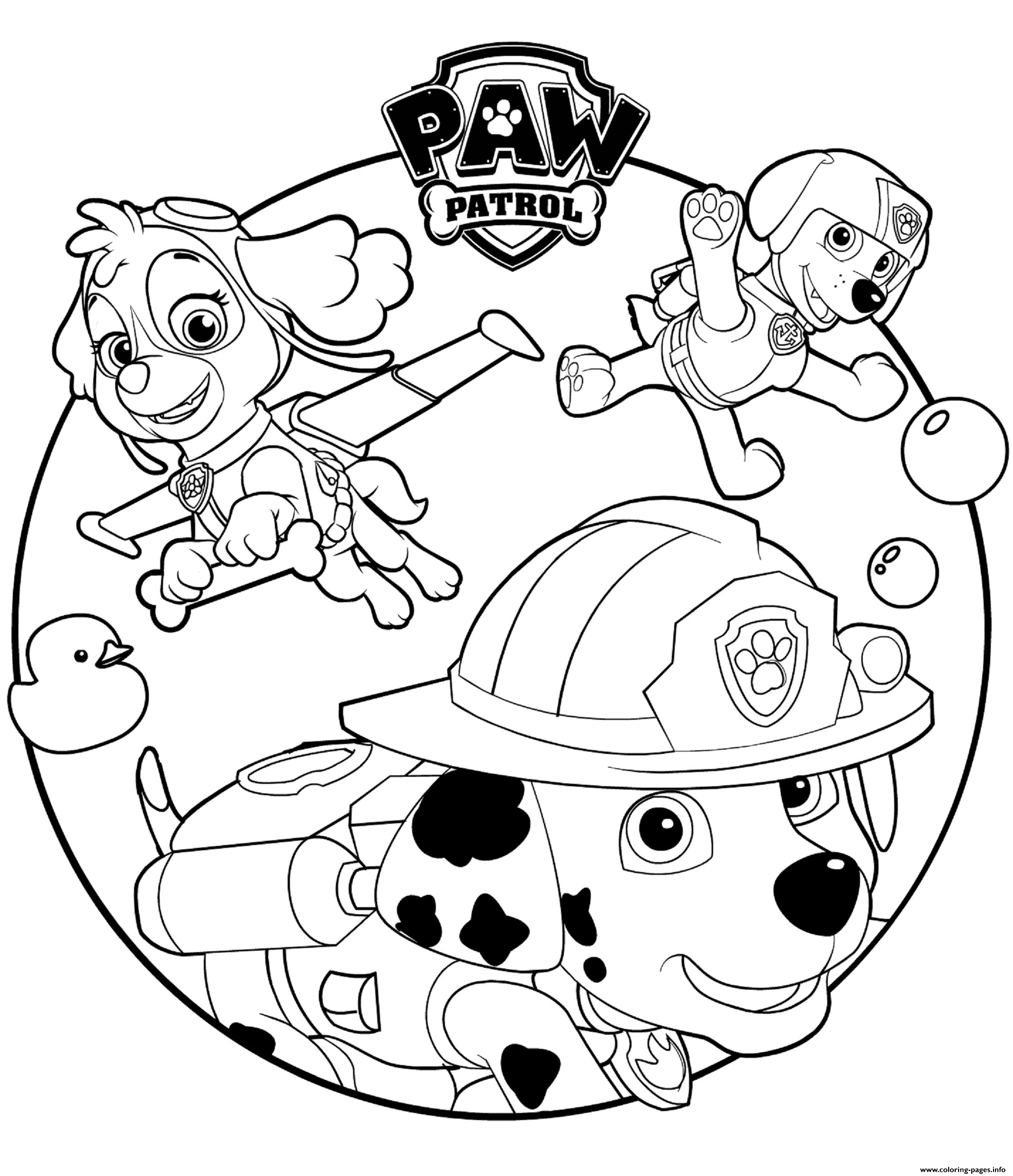 Paw Patrol Coloring Pages Marshall
 Skye Marshall And Rocky Paw Patrol Coloring Pages Printable