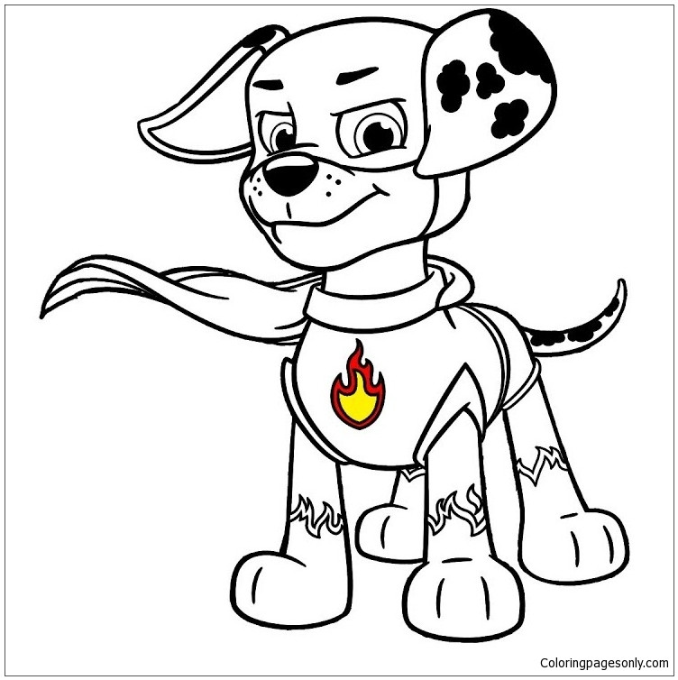 Paw Patrol Coloring Pages Marshall
 Super Pup Marshall Paw Patrol Coloring Page Free