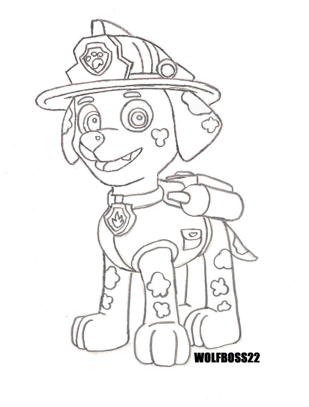 Paw Patrol Coloring Pages Marshall
 Paw Patrol Marshall Line Art by wolfboss22 on DeviantArt