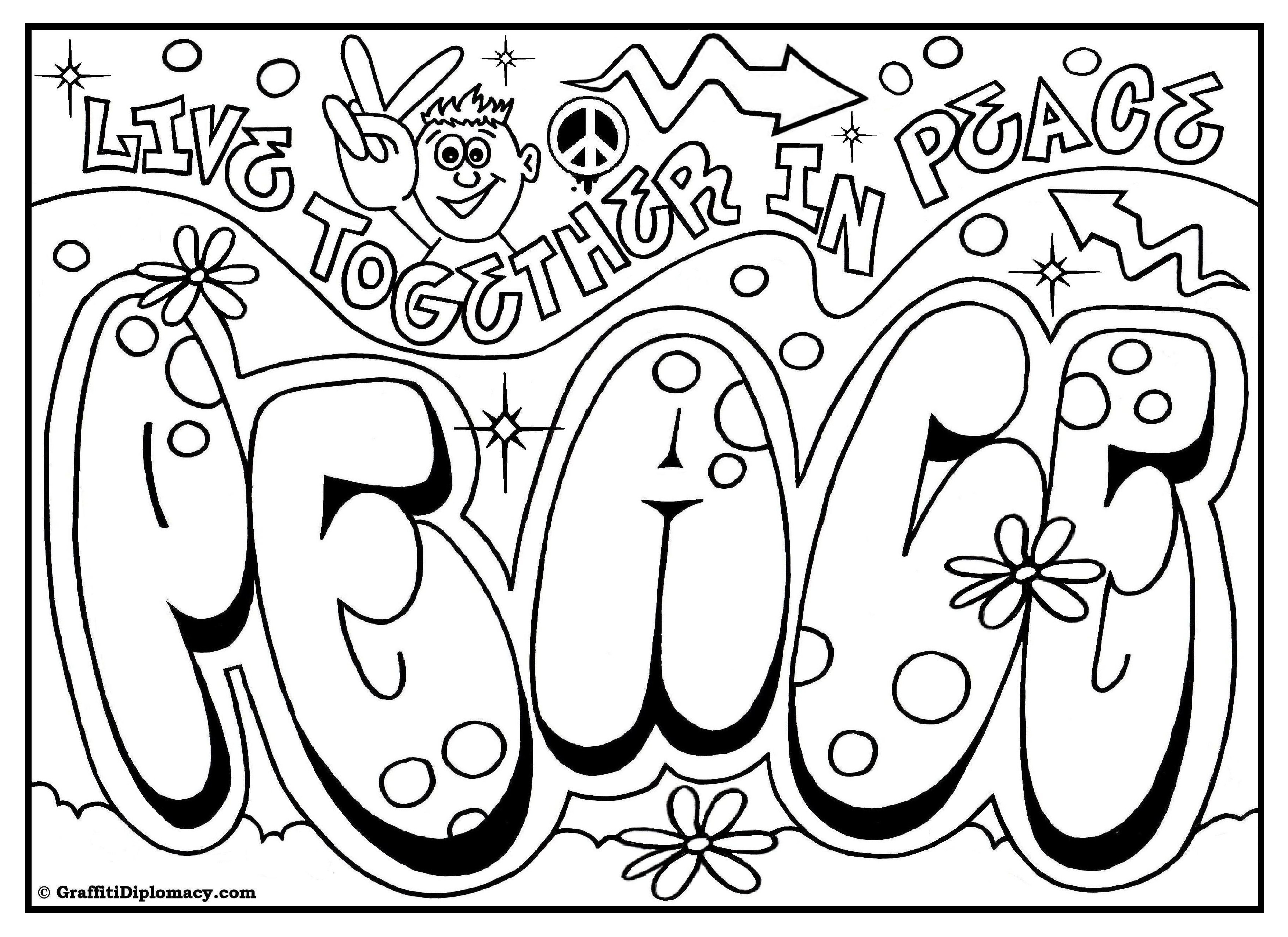 Peace Coloring Pages For Kids
 OMG Another Graffiti Coloring Book of Room Signs Learn