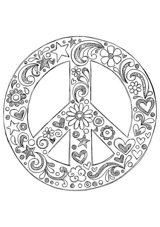 Peace Sign Coloring Pages For Adults
 Printable Peace Love And Happiness Coloring Pages AZ