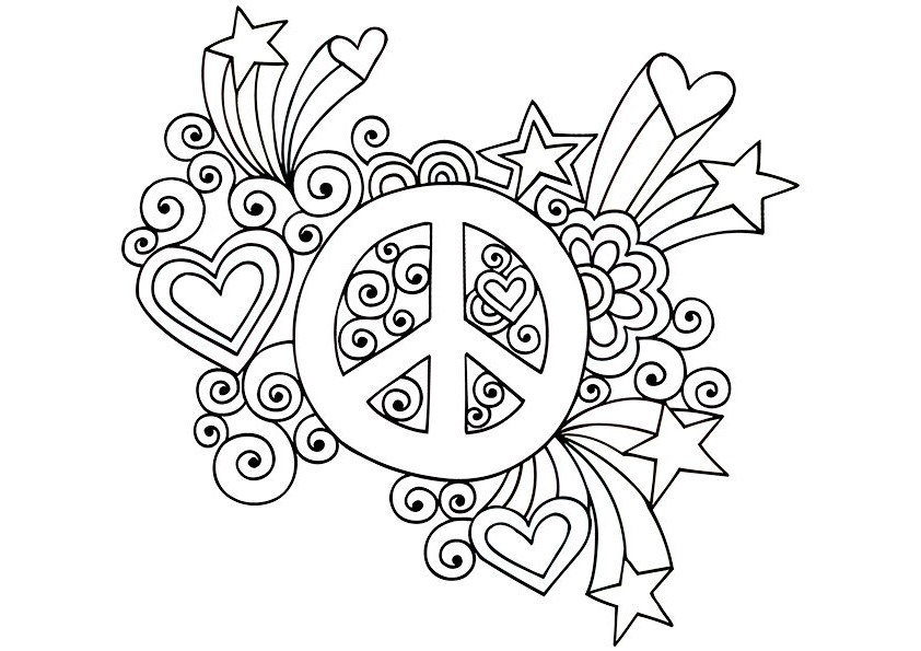 Peace Sign Coloring Pages For Adults
 Simple and Attractive Free Printable Peace Sign Coloring Pages