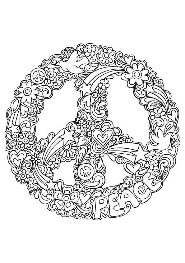 Peace Sign Coloring Pages For Adults
 American Hippie Art Coloring Page Peace