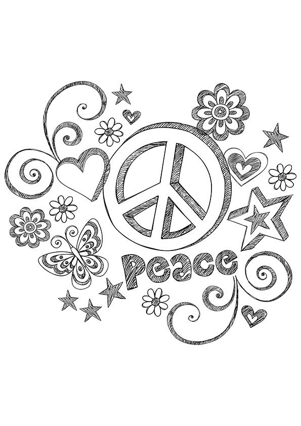 Peace Sign Coloring Pages For Adults
 Simple and Attractive Free Printable Peace Sign Coloring Pages