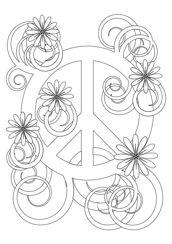 Peace Sign Coloring Pages For Adults
 Simple and Attractive Free Printable Peace Sign Coloring