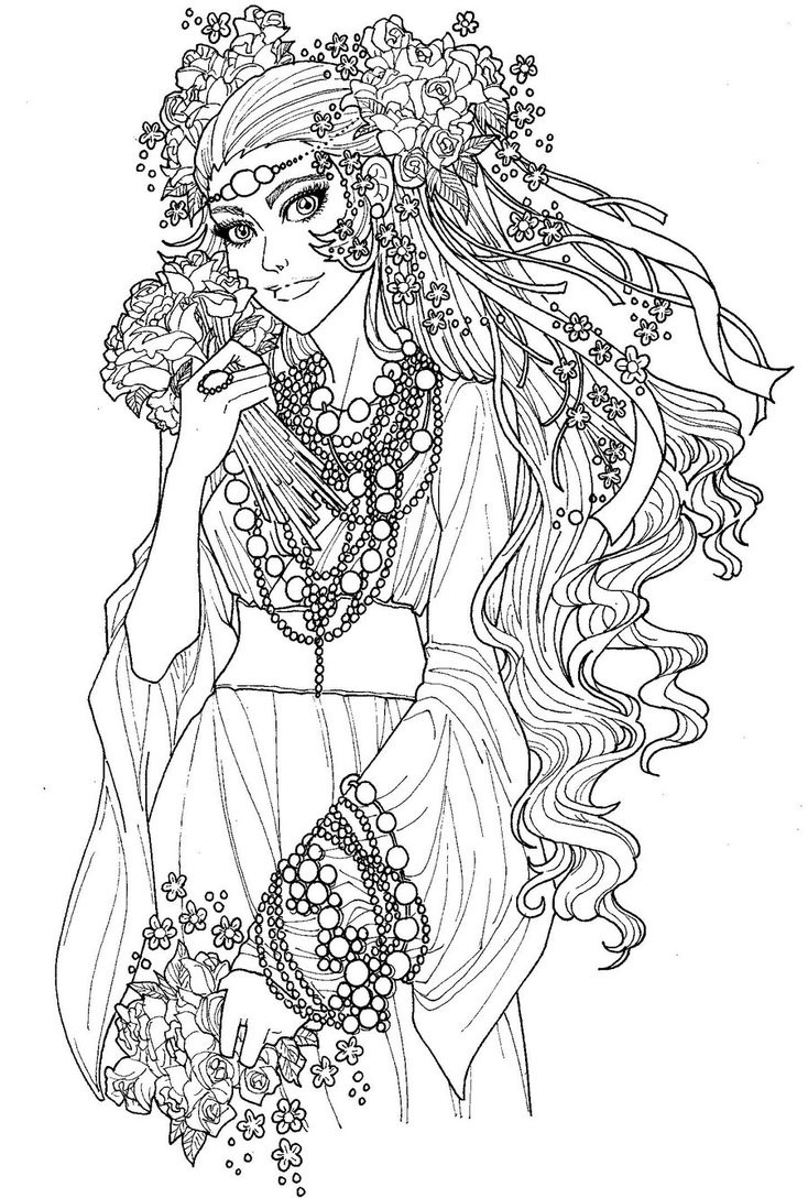 People Coloring Pages For Adults
 Flowers for Generous Heart by ashiey chan on deviantART