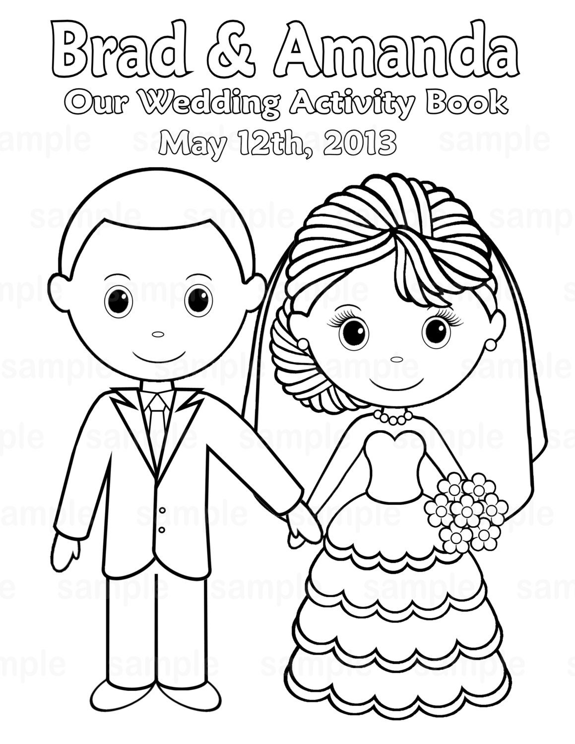 Personalized Coloring Books
 Printable Personalized Wedding coloring activity by