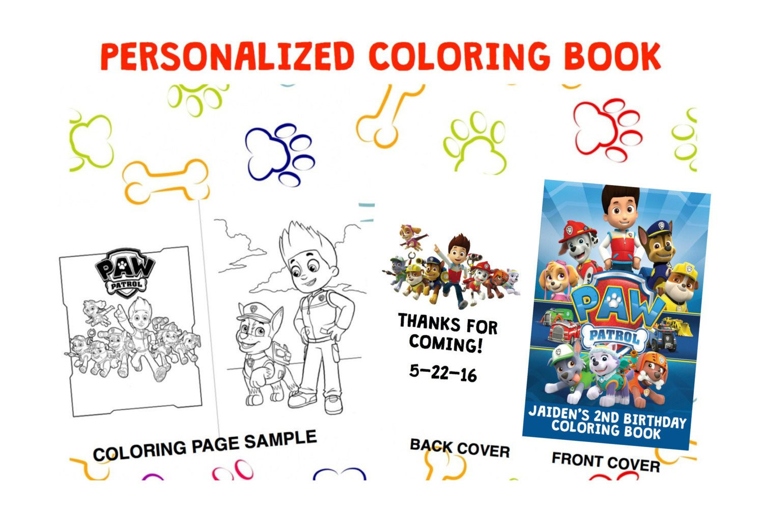 Personalized Coloring Books
 Paw Patrol Personalized Coloring Book Digital by MunchDoodles