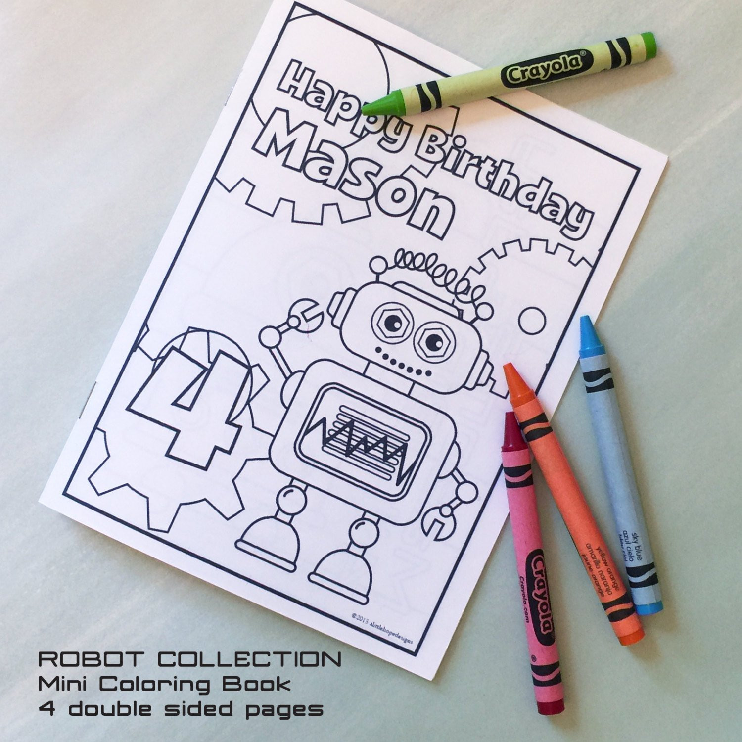 Personalized Coloring Books
 Coloring Book Robot Party Mini Coloring Book Personalized