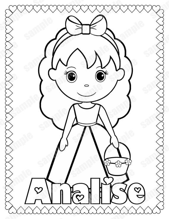 Personalized Coloring Pages
 Personalized Printable Flowergirl Wedding Party by