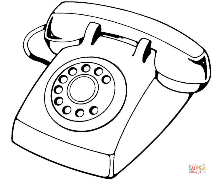 Phone Coloring Pages
 Telephone device coloring page