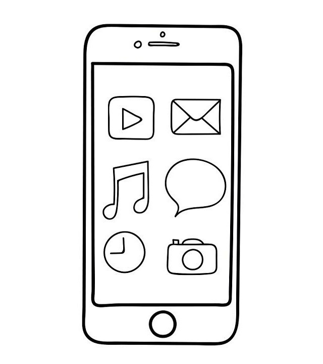 Phone Coloring Pages
 iphone features coloring sheet