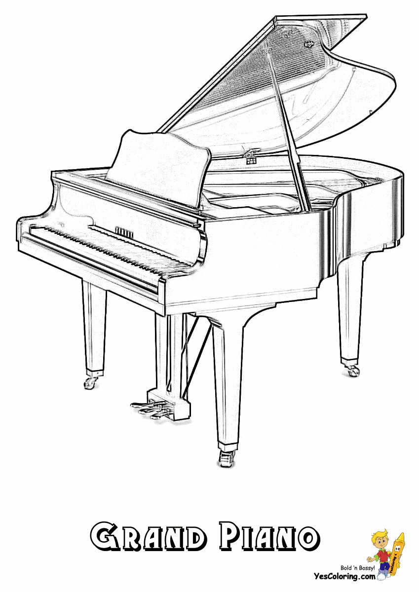Piano Coloring Pages
 Mighty Piano Musical Instrument Coloring Piano