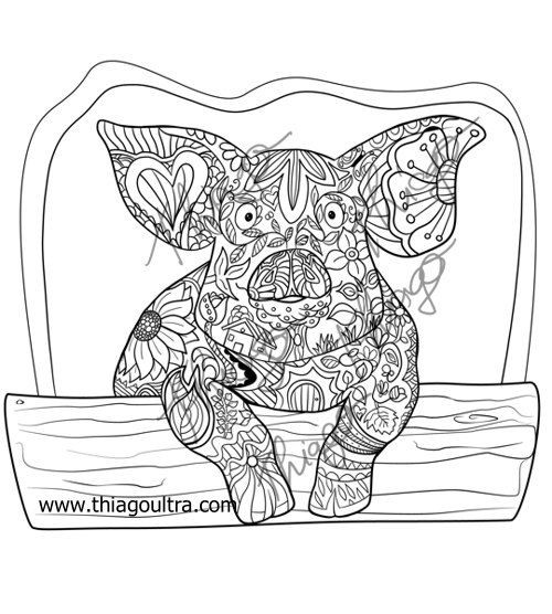 Pig Coloring Pages For Adults
 Adult Coloring Flying Pig Coloring Pages
