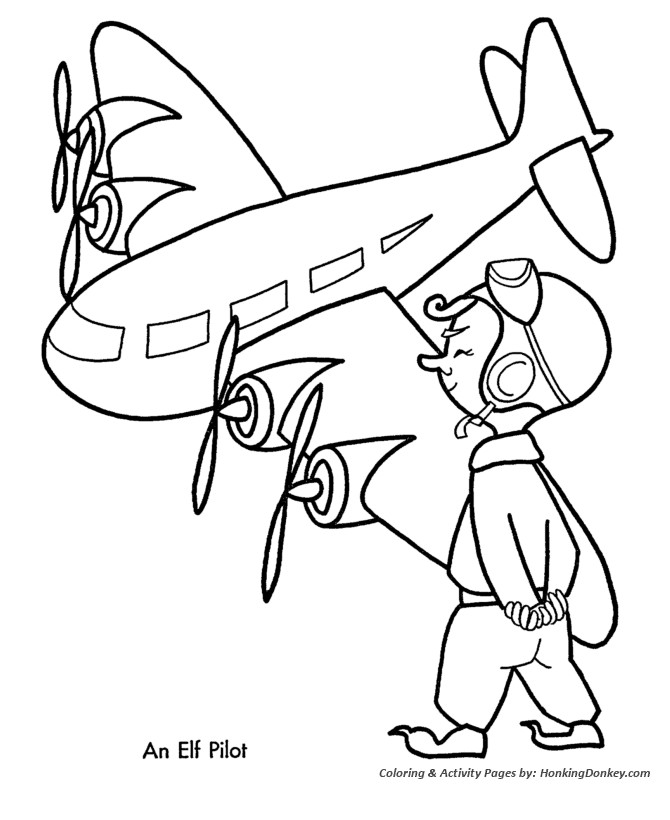 Pilot Coloring Pages For Kids
 Christmas Toys Coloring Pages Elf Pilot Christmas