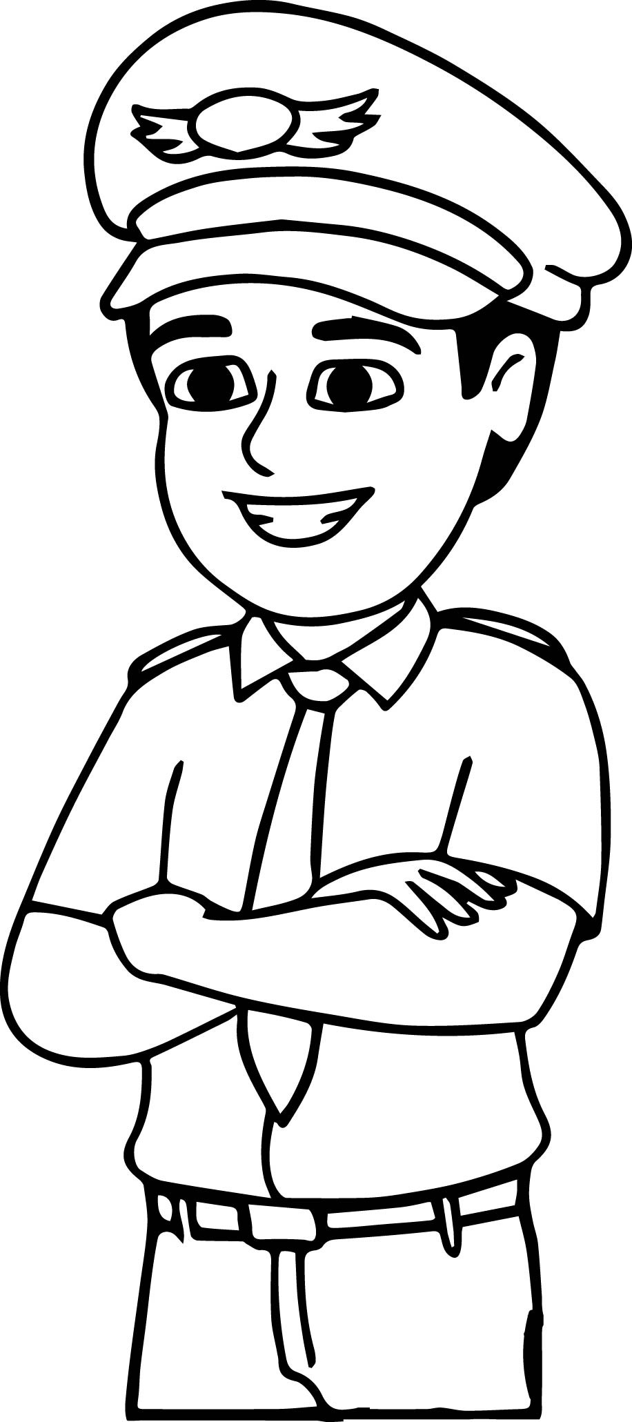 Pilot Coloring Pages For Kids
 Airline Pilot Standing With Arms Crossed Coloring Page