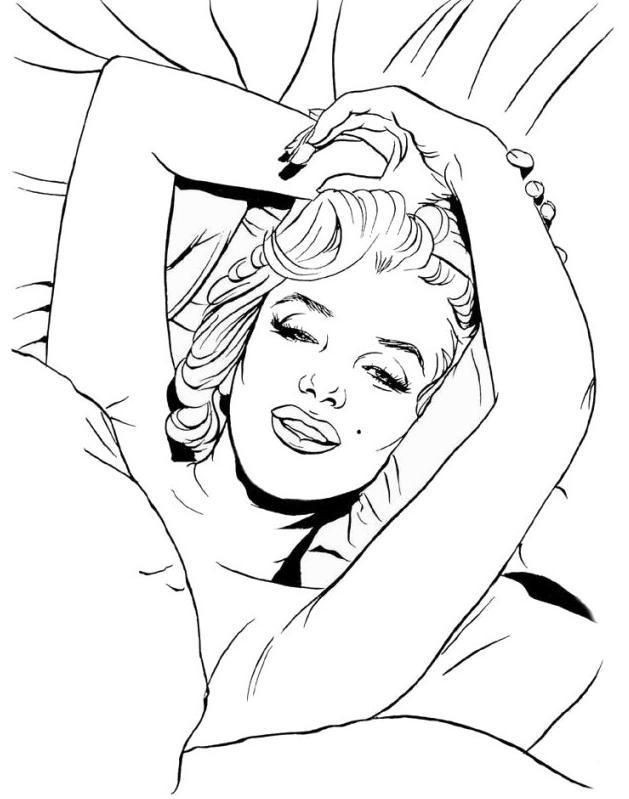 Pin Up Coloring Pages
 Marilyn Monroe Page 2