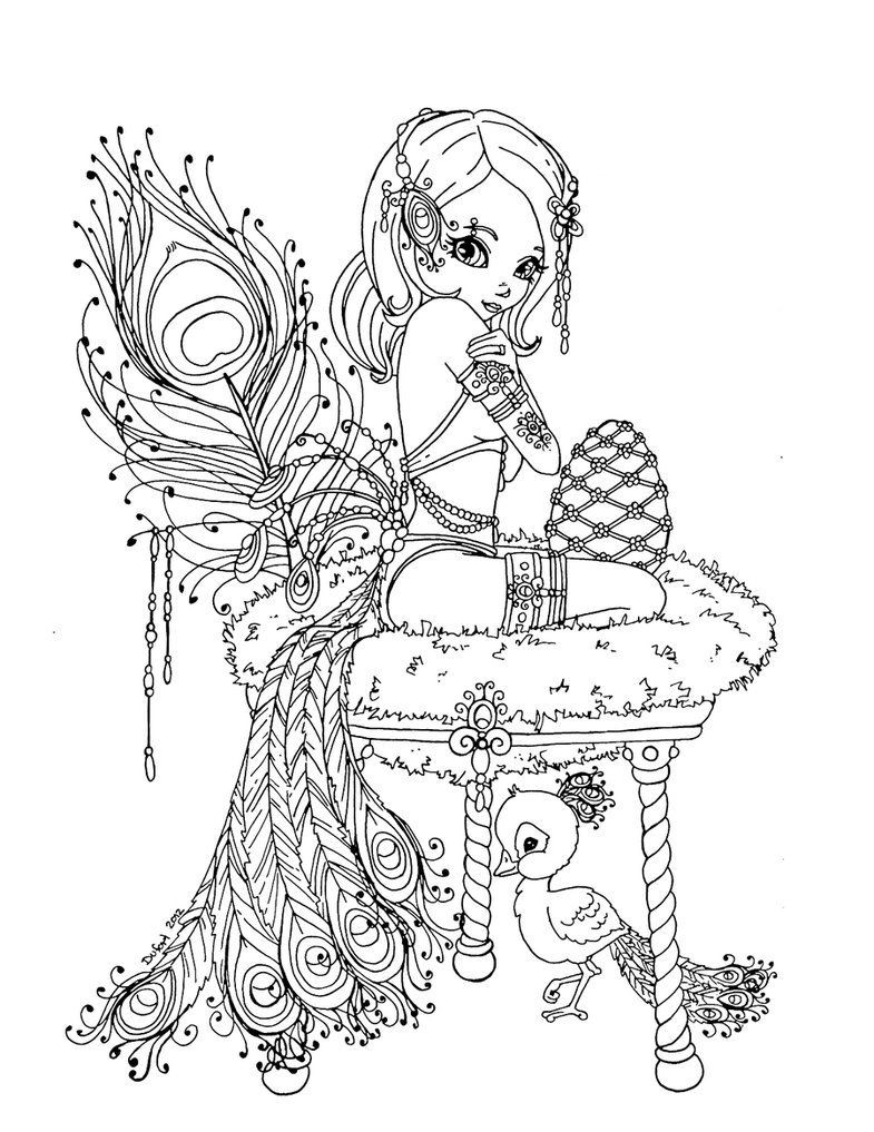Pin Up Coloring Pages
 Elf Warrior Coloring Page Demon Girl Lineart By Skatora