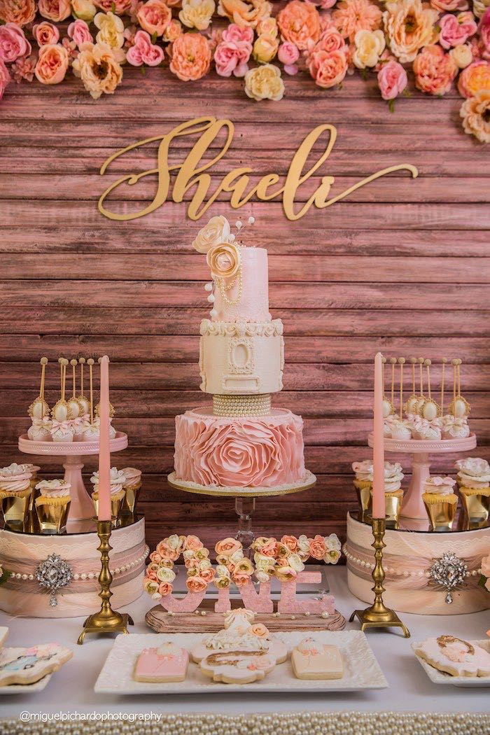 Pink And Gold Birthday Decorations
 Kara s Party Ideas Pink Gold 1st Birthday Party