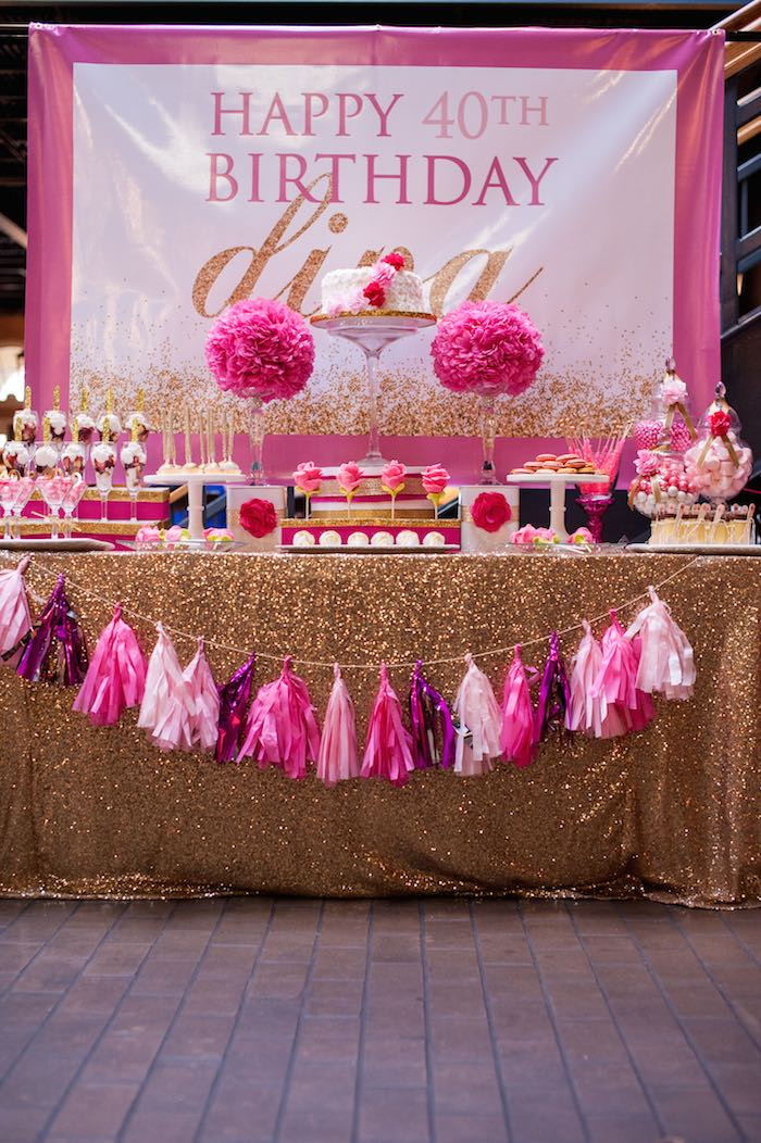 Pink And Gold Birthday Decorations
 Glamorous Pink & Gold 40th Birthday Celebration