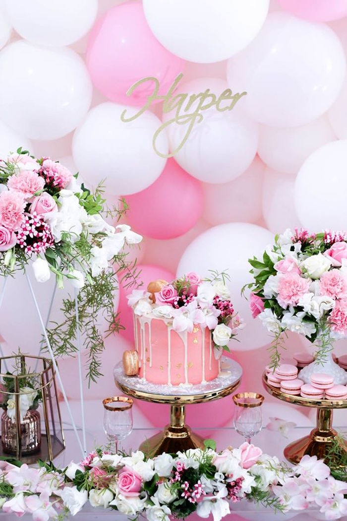 Pink And Gold Birthday Decorations
 Kara s Party Ideas Pink White Gold Garden Party