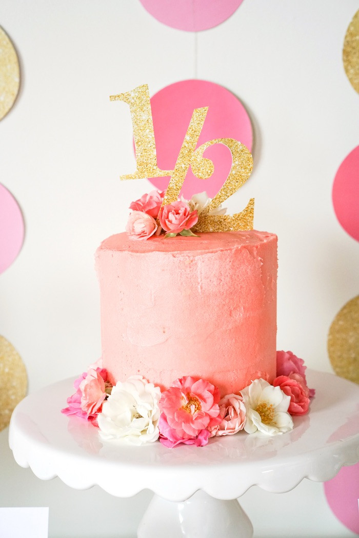 Pink And Gold Birthday Decorations
 Kara s Party Ideas Pink Gold Half Birthday Party