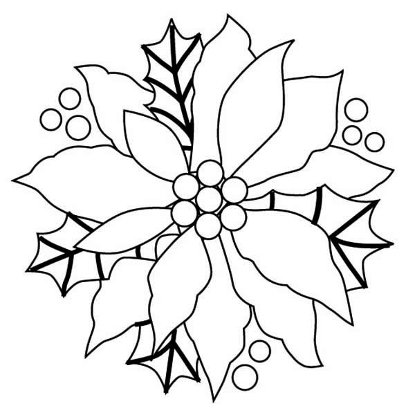 Poinsettias Coloring Pages
 Christmas Wreaths with Poinsettia Flower Coloring Page