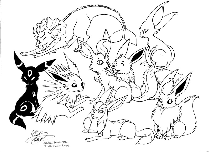 Pokemon Coloring Pages Eevee Evolutions
 Pokemon Eevee AZ Coloring Pages