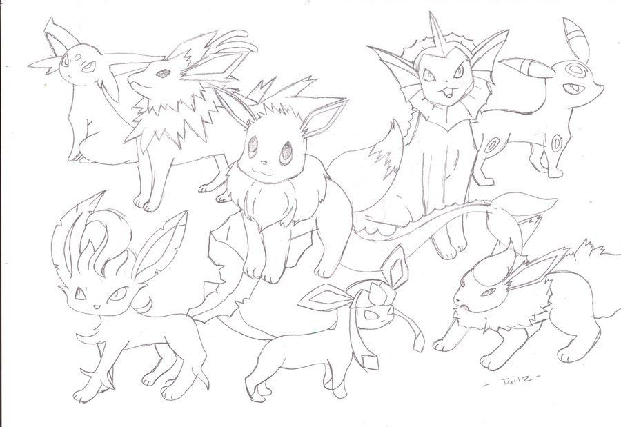 Pokemon Coloring Pages Eevee Evolutions
 Pokemon Eevee AZ Coloring Pages