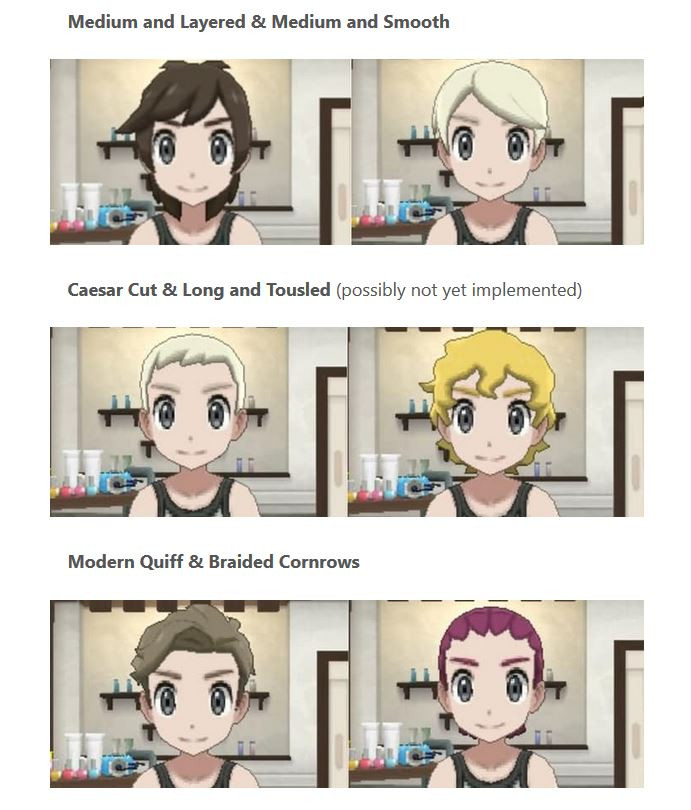 Pokemon Sun Male Hairstyles
 Acconciature Pokémon Sole e Luna Pokémon Millennium Forum