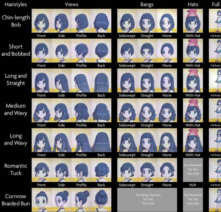 Pokemon Ultra Sun Female Hairstyles
 Pokémon Sun and Moon Hairstyles Haircuts and Hair