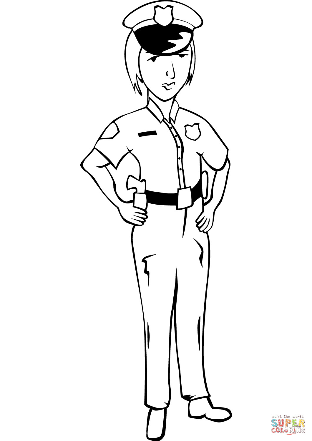 Police Officer Coloring Pages
 Woman Police ficer coloring page